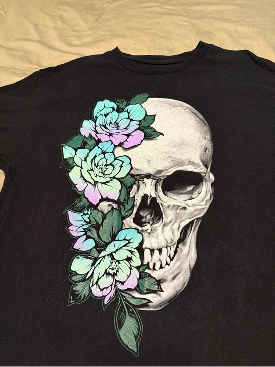 Dom Other - DOM Shirt Mens Black Skull Flowers Graphic Short Sleeve